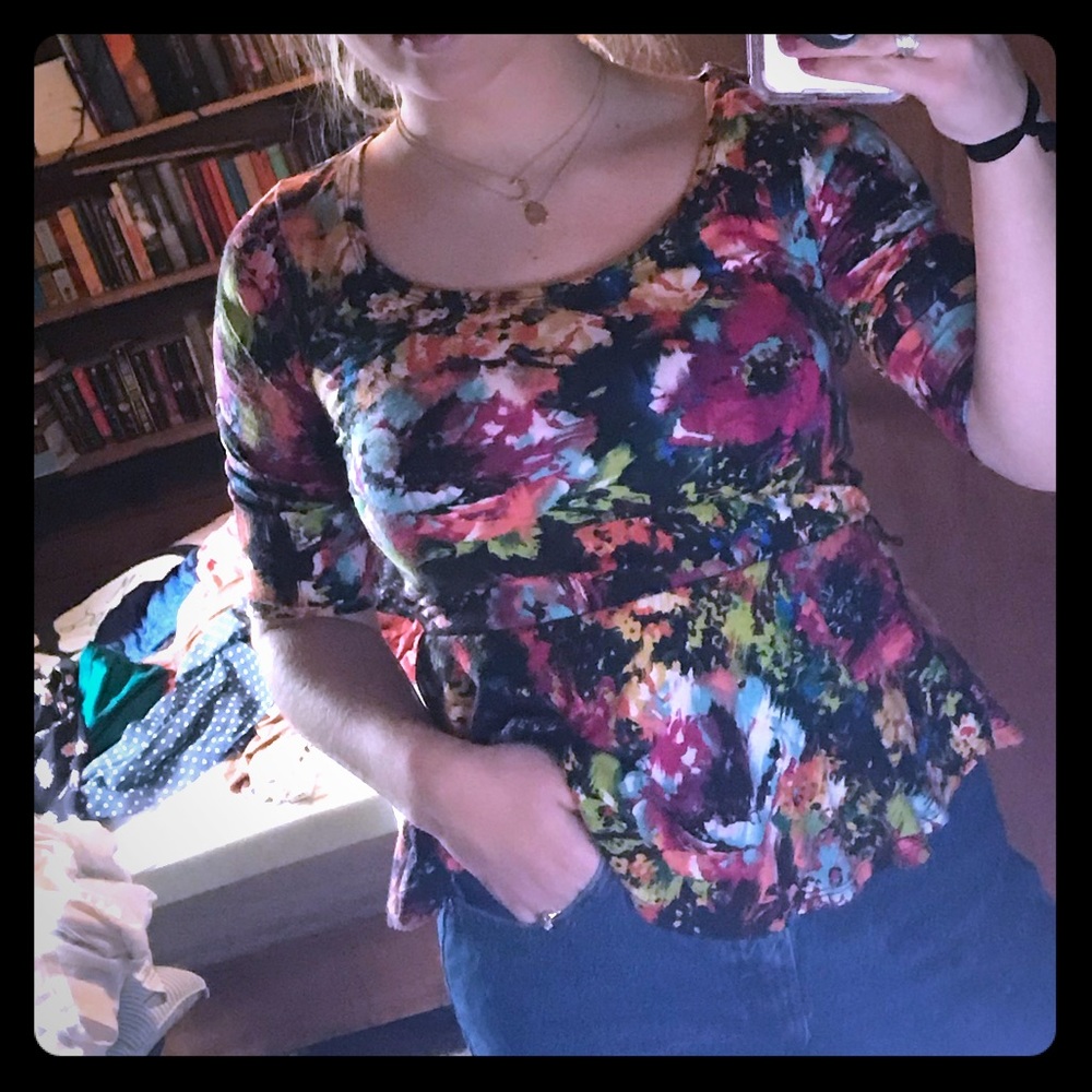 Floral heart shape cutout top